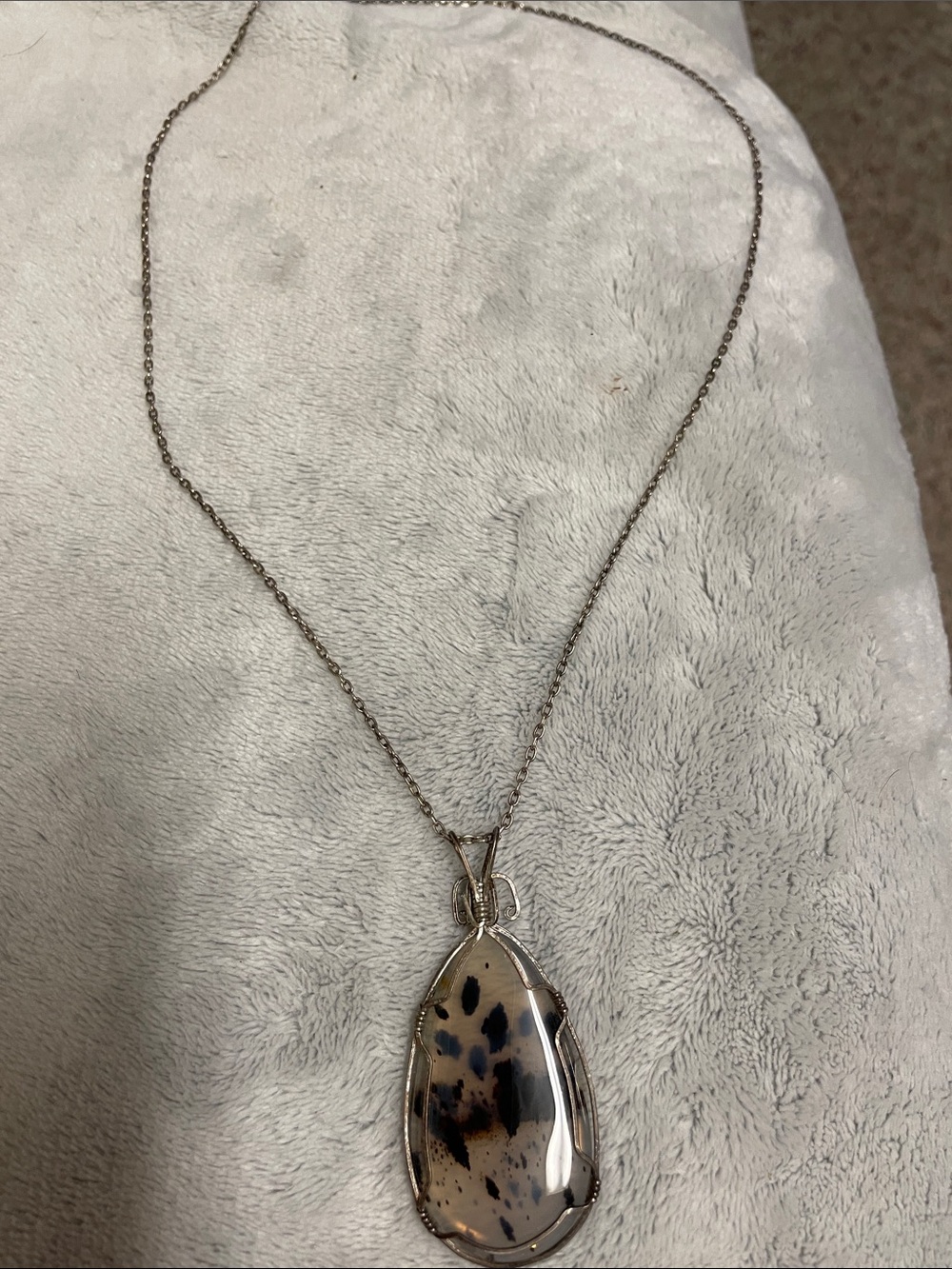 Sterling silver and gorgeous tortoise type print semi precious stone